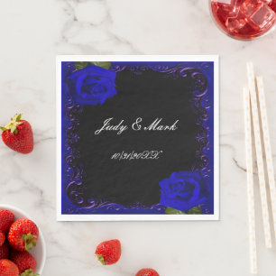 Serviette En Papier Élégant Goth Bleu Rose Papier serviettes