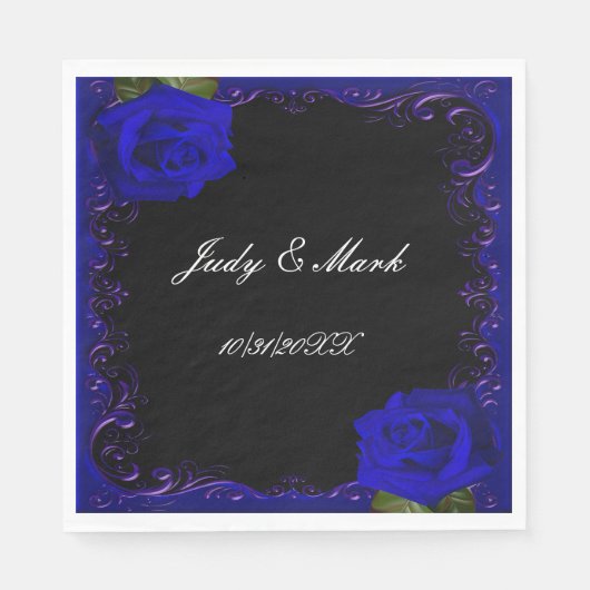 Serviette En Papier Élégant Goth Bleu Rose Papier serviettes (Devant)