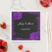 Serviette En Papier Élégant Goth Purple Rose Papier serviettes (En situation)