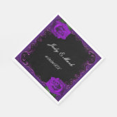 Serviette En Papier Élégant Goth Purple Rose Papier serviettes (Coin)