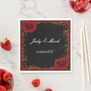 Serviette En Papier Élégant Goth Red Roses Papier serviettes