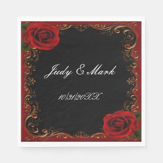 Serviette En Papier Élégant Goth Red Roses Papier serviettes (Devant)
