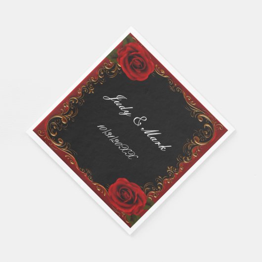 Serviette En Papier Élégant Goth Red Roses Papier serviettes (Coin)