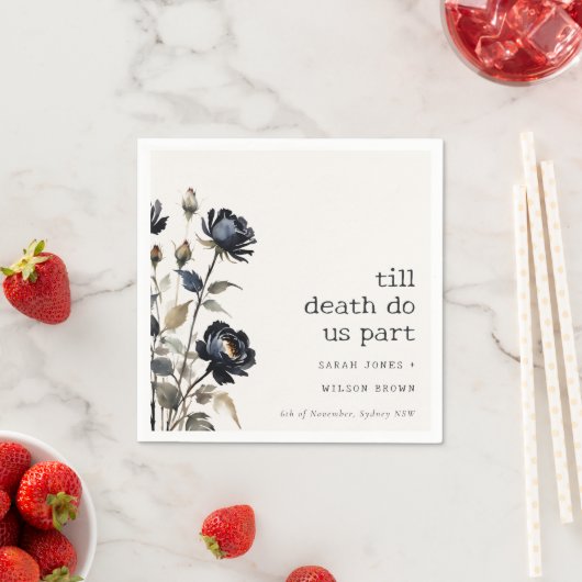 Serviette En Papier Elégant gothique noir Rose noir Mariage (En situation)