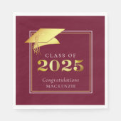 Serviette En Papier Élégant Graduation 2023 Maroon Gold Personnalisé N (Devant)