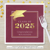 Serviette En Papier Élégant Graduation 2023 Maroon Gold Personnalisé N