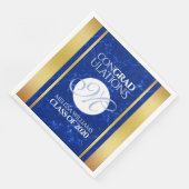 Serviette En Papier Élégant Graduation Monogramme Bleu Marbre Or Huile (Coin)