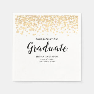 Serviette En Papier Élégant Graduation Personnalisé Texte Confetti Pap