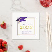 Serviette En Papier Élégant Graduation Purple Faux Gold Foil 2023 (En situation)