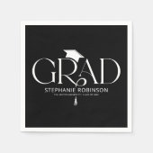 Serviette En Papier Elegant Graduation Tassel Black (Devant)