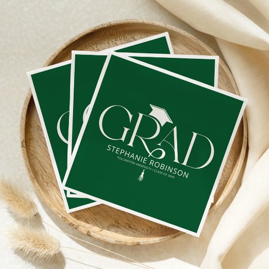 Serviette En Papier Elegant Graduation Tassel Green