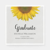 Serviette En Papier Élégant Gradué Jaune Sunflower Graduation Gris (Devant)