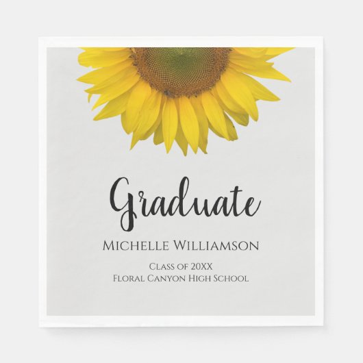 Serviette En Papier Élégant Gradué Jaune Sunflower Graduation Gris (Devant)