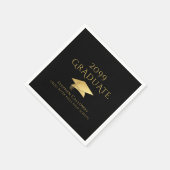 Serviette En Papier Élégant Gradué Noir Faux Gold Foil Nom du Casquett (Coin)