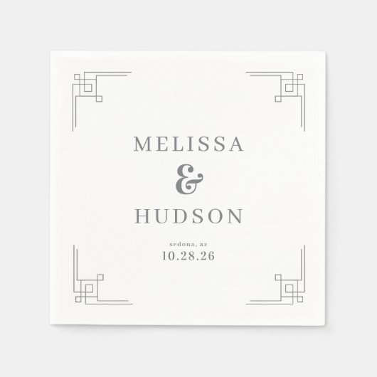 Serviette En Papier Elegant Gray Geometric Lines (Devant)