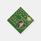 Serviette En Papier Élégant Green and Gold 2025 Graduation (Coin)