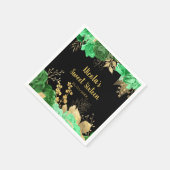 Serviette En Papier Elegant Green and Gold Flowers Sweet Sixteen (Coin)