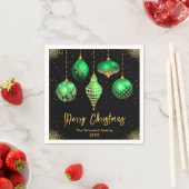 Serviette En Papier Elegant Green and Gold Ornament Christmas (En situation)