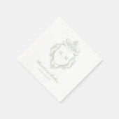 Serviette En Papier Élégant Green Chinoiserie Bird Crest Mariage (Coin)