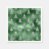 Serviette En Papier Elegant Green & Faux Silver Trees Christmas (Devant)