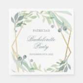 Serviette En Papier Élégant Green Gold Botanical Bachelorette Party (Devant)
