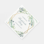 Serviette En Papier Élégant Green Gold Botanical Bachelorette Party (Coin)