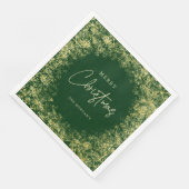 Serviette En Papier Élégant Green Gold Snowflakes Noël (Coin)