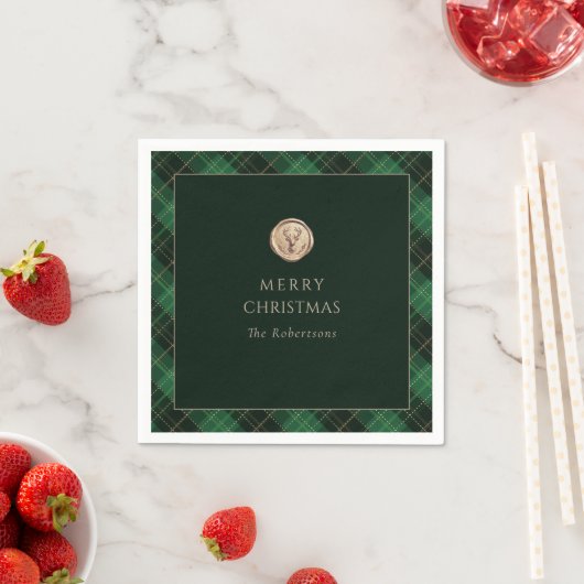 Serviette En Papier Elegant Green Plaid Merry Christmas Holiday Party (En situation)