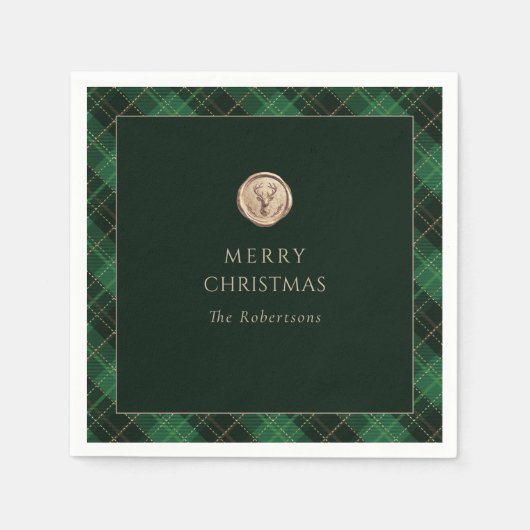 Serviette En Papier Elegant Green Plaid Merry Christmas Holiday Party (Devant)