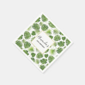 Serviette En Papier Elégant Green Tropical Feuille Motif Anniversaire (Coin)