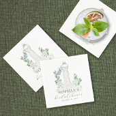 Serviette en papier Elegant Greenery Boho Script