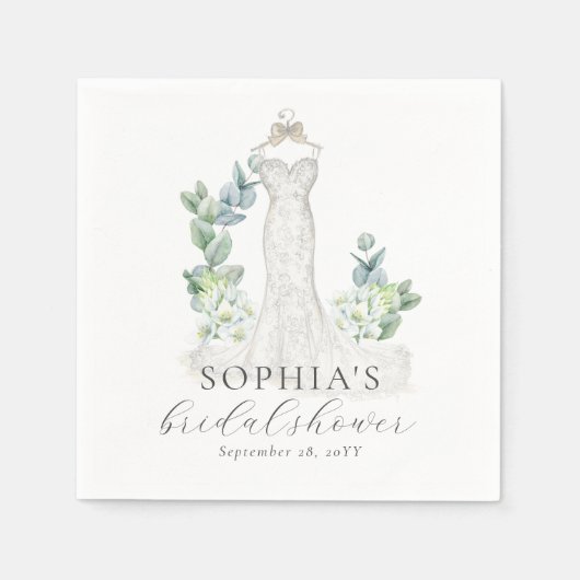 Serviette en papier Elegant Greenery  Boho Script (Devant)