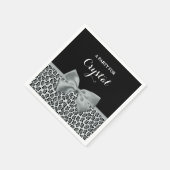 Serviette En Papier Elegant Grey Jaguar Imprimer Joli Nom Bow Argent (Coin)