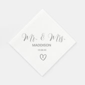 Serviette En Papier Elegant Grey M. Et Mme Mariage Napkins (Coin)