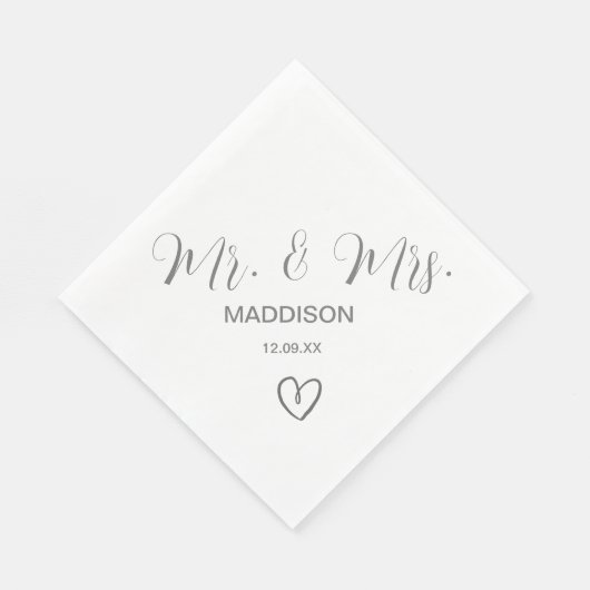 Serviette En Papier Elegant Grey M. Et Mme Mariage Napkins (Coin)