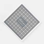 Serviette En Papier Elegant grey plaid tartan personalized napkins (Coin)