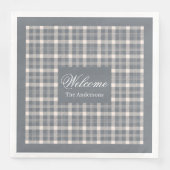 Serviette En Papier Elegant grey plaid tartan personalized napkins (Devant)