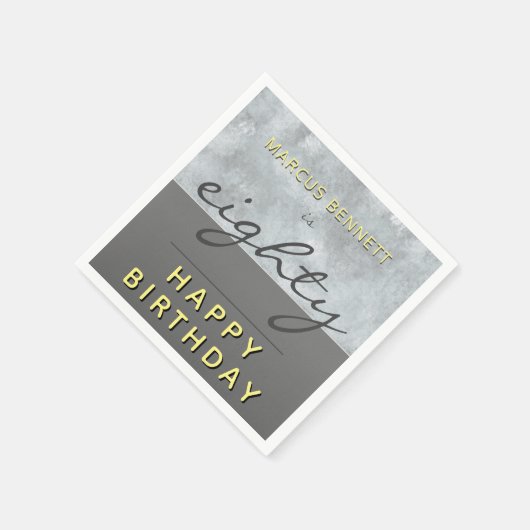 Serviette En Papier Elégant Gris 80 Script Joyeux 80e anniversaire (Coin)