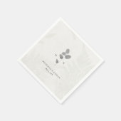 Serviette En Papier Élégant Gris Botanique Mariage Monogramme (Coin)