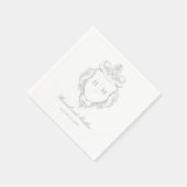 Serviette En Papier Elégant Gris Chinoiserie Bird Crest Mariage (Coin)