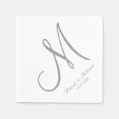 Serviette En Papier Élégant gris et blanc monogramme (Devant)