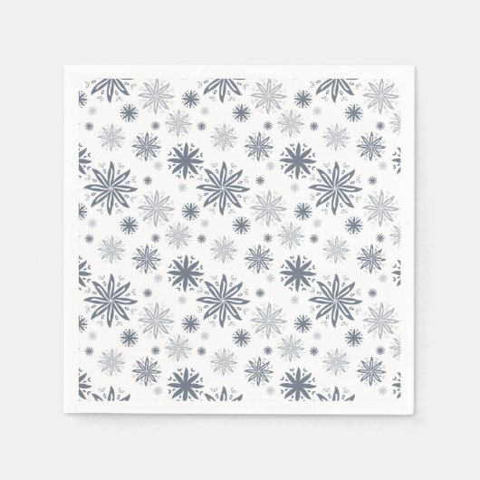 Serviette En Papier Élégant gris floral motif Noël (Devant)