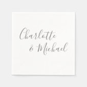 Serviette En Papier Élégant gris moderne signature script (Devant)