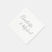 Serviette En Papier Élégant gris moderne signature script (Coin)