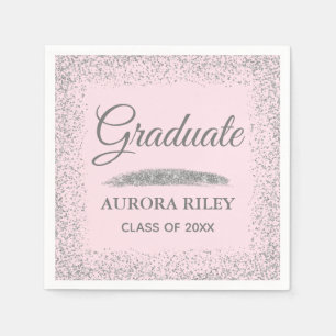 Serviette En Papier Elégant gris Parties scintillant argent rose pâle