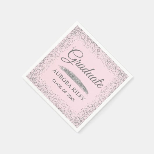 Serviette En Papier Elégant gris Parties scintillant argent rose pâle  (Coin)