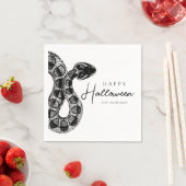 Serviette En Papier Élégant Halloween Serpent Noir Et Blanc (En situation)