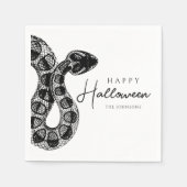 Serviette En Papier Élégant Halloween Serpent Noir Et Blanc (Devant)