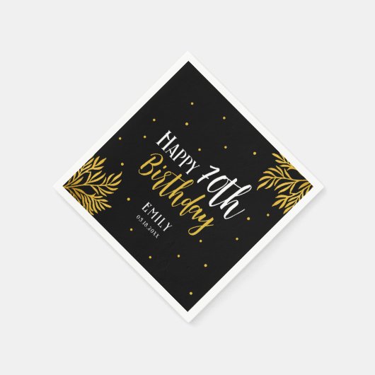 Serviette En Papier Elegant Happy 70th Birthday Gold Foliage Party (Coin)