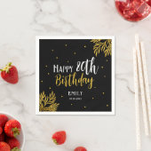 Serviette En Papier Elegant Happy 80th Birthday Gold Foliage Party (En situation)